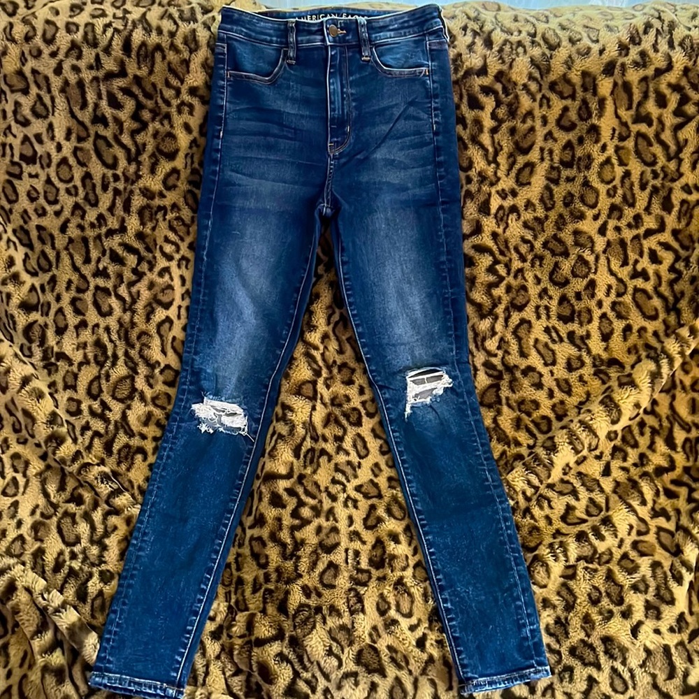 American Eagle Ne(x)t level stretch Super Hi-Rise Jegging- dark blue- 6 Long